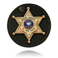 Boston Leather Circle Badge Holder, Hook and Loop Closure