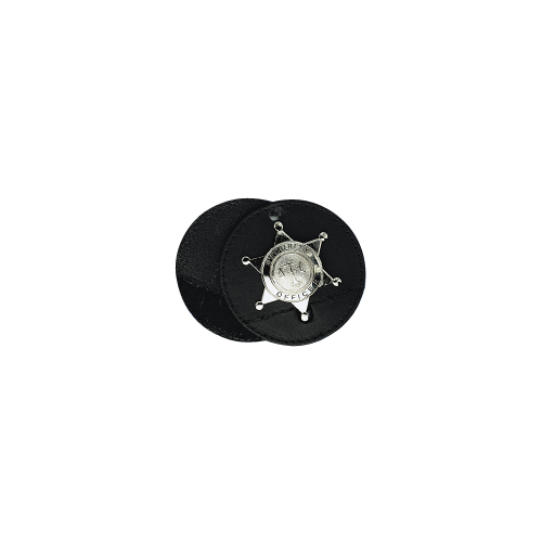 Boston Leather Circle Badge Holder, Hook and Loop Closure
