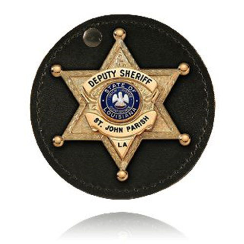 Boston Leather Circle Badge Holder, Hook and Loop Closure