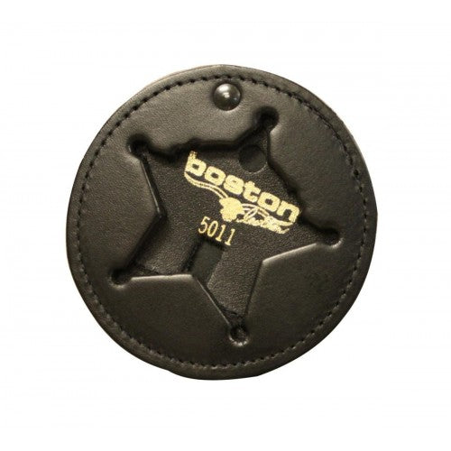 Boston Leather 3.75 Circle Recessed Badge Holder with Clip