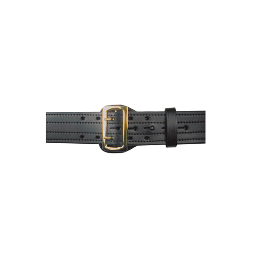 Sam Browne Belt, Four-Row Stitched, 2 1/4 Wide - Hardware: Nickel 62 / Black / Hi Gloss