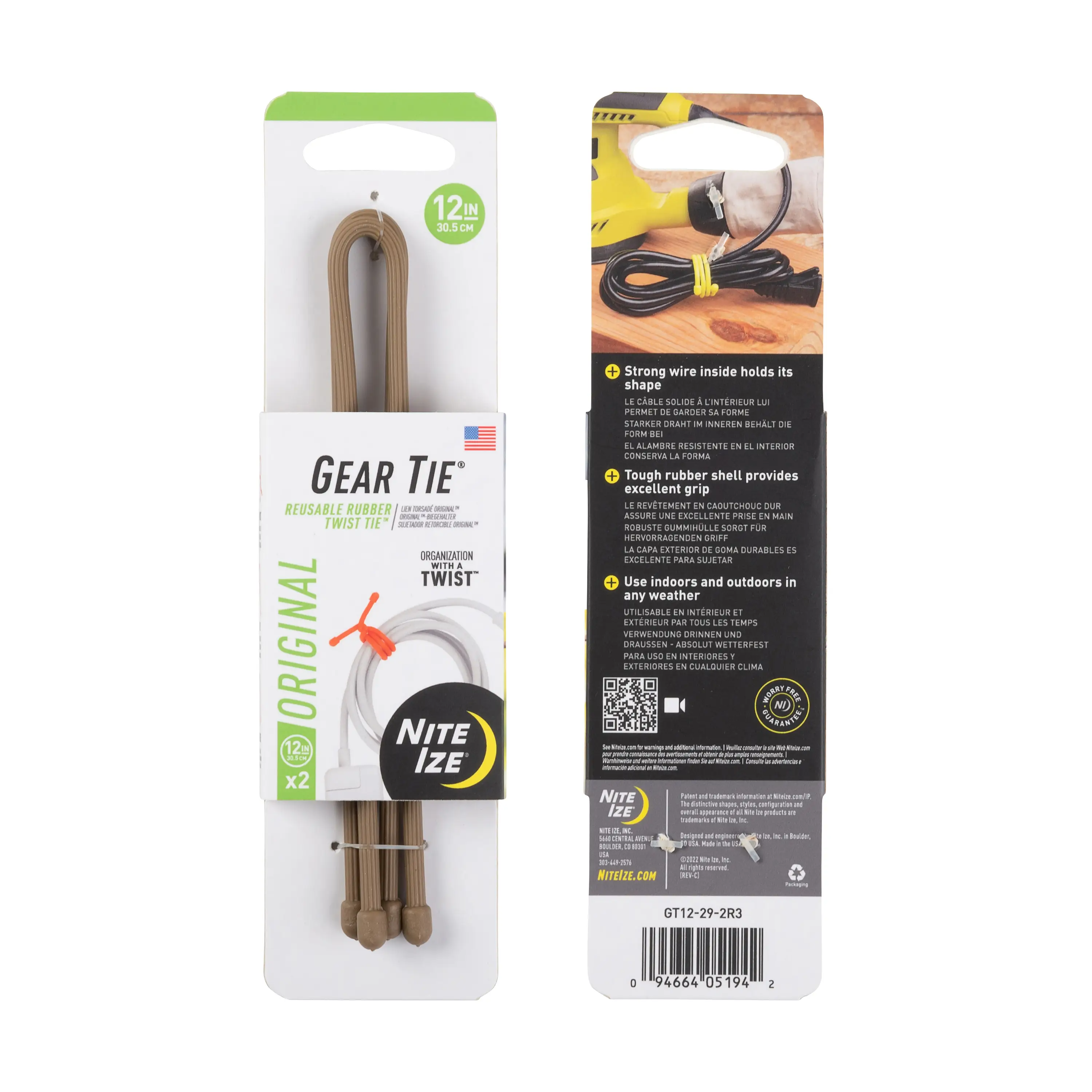 Nite-Ize Gear Tie Reusable Rubber Twist Tie