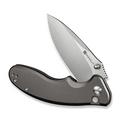SENCUT Cybrix Flipper/Thumb Stud Folding Knife 3.46 Satin 9Cr18MoV Drop Point Plain Edge Blade, Gray Aluminum Handle