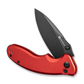 SENCUT Cybrix Flipper/Thumb Stud Folding Knife 3.46 Black 9Cr18MoV Drop Point Plain Edge Blade, Red Aluminum Handle