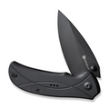 SENCUT Hyrax Flipper/Thumb Stud Folding Knife 3.30 Black 9Cr18MoV Leaf Shaped Plain Edge Blade, Black G10 Handle