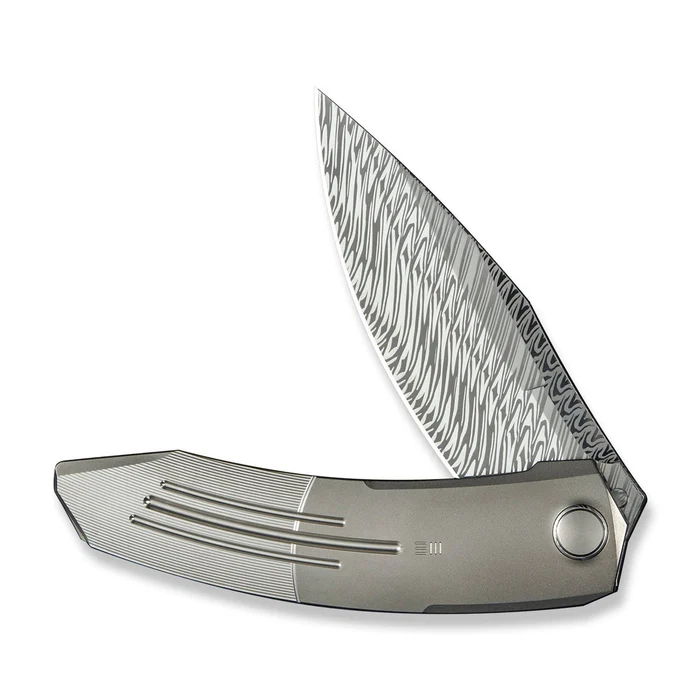 We Knife WEKNIFE Sine Wave Flipper Knife Polished Bead Blasted & Satin Titanium Handle