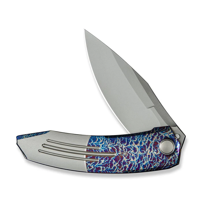 We Knife WEKNIFE Sine Wave Flipper Knife Flamed & Satin Titanium Handle
