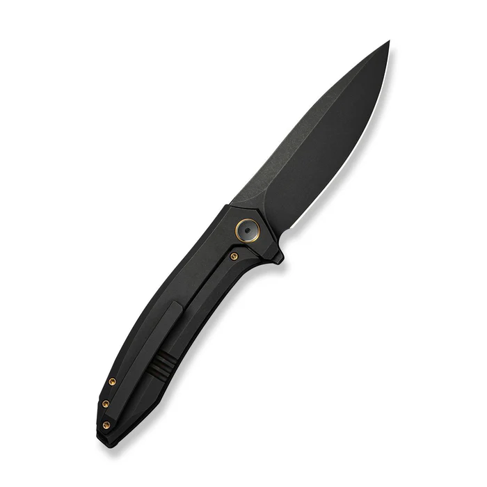 We Knife WEKNIFE Acuminal Flipper Knife Black Titanium Handle (3.98 Black Stonewashed Vanax Blade) WE23070-1