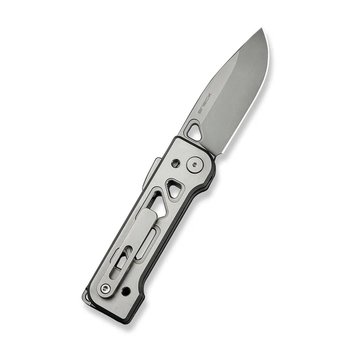 We Knife WEKNIFE Tyro Superlock Knife Gray Titanium Handle (2.91 Stonewashed CPM 20CV Blade) WE24001-2, With An Extra Pivot Screw