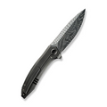 We Knife WEKNIFE Acuminal Flipper Knife Polished Gray Titanium Handle (3.98 Fafnir Damasteel Blade) WE23070-DS1