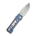 We Knife WEKNIFE Tyro Superlock Knife Blue Titanium Handle (2.91 Stonewashed CPM 20CV Blade) WE24001-4, With An Extra Pivot Screw
