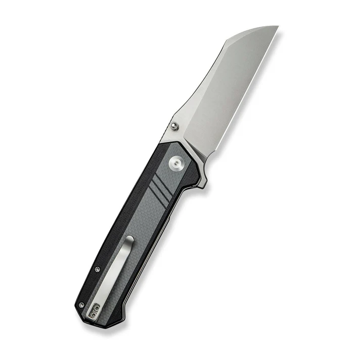 SENCUT Draxor Flipper/Thumb Stud Folding Knife 3.70 Satin 9Cr18MoV Sheepsfoot Plain Edge Blade, Gray/Black G10 Handle
