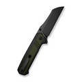 SENCUT Draxor Flipper/Thumb Stud Folding Knife 3.70 Black 9Cr18MoV Sheepsfoot Plain Edge Blade, Green/Black G10 Handle