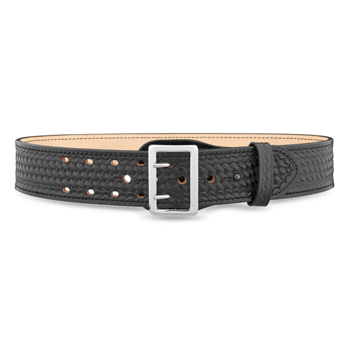 Dutyman 2-1/4 Basketweave Leather Sam Brown 2 Row Stitch Duty Belt with Nickel Buckle