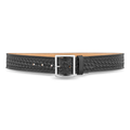 Dutyman 1-3/4 Basketweave Leather Garrison Belt with Solid Brass Center Bar Nickel Buckle