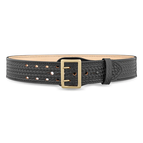 Dutyman 2-1/4 Basketweave Leather Sam Brown 2 Row Stitch Duty Belt with Gold Buckle