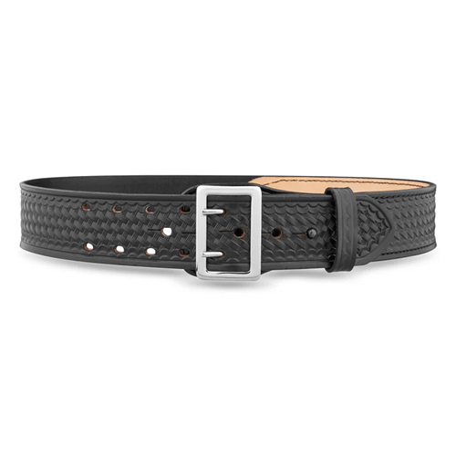 Dutyman 2-1/4 Basketweave Leather Sam Browne Duty Belt (Half Lined) with Solid Brass Nickel Buckle