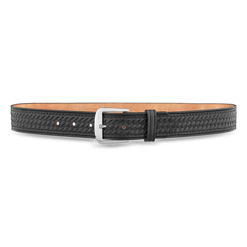 Dutyman 1-1/2 Basketweave Black Leather Garrison Belt with Nickel Buckle - view 8