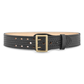 Dutyman 2-1/4 Basketweave Leather Sam Brown 2 Row Stitch Duty Belt with Gold Buckle