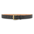 Dutyman 1-1/2 Basketweave Black Leather Garrison Belt with Gold Buckle