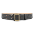 Dutyman 2-1/4 Plain Leather Sam Brown 4 Row Stitch Duty Belt with Solid Brass Gold Buckle