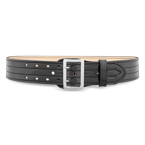 Dutyman 2-1/4 Hi-Gloss Leather Sam Brown 4 Row Stitch Duty Belt with Nickel Buckle