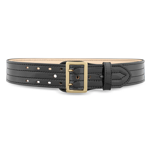 Dutyman 2-1/4 Hi-Gloss Leather Sam Brown 4 Row Stitch Duty Belt with Gold Buckle
