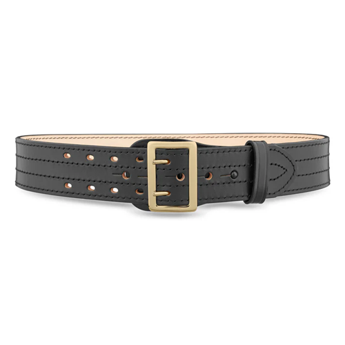Dutyman 2-1/4 Plain Leather Sam Brown 4 Row Stitch Duty Belt with Gold Buckle