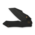 We Knife WEKNIFE High-Fin XL Thumb Stud Knife Diamond Patterned Black Titanium Handle (3.48 Black Stonewashed CPM 20CV Blade) WE24010-1