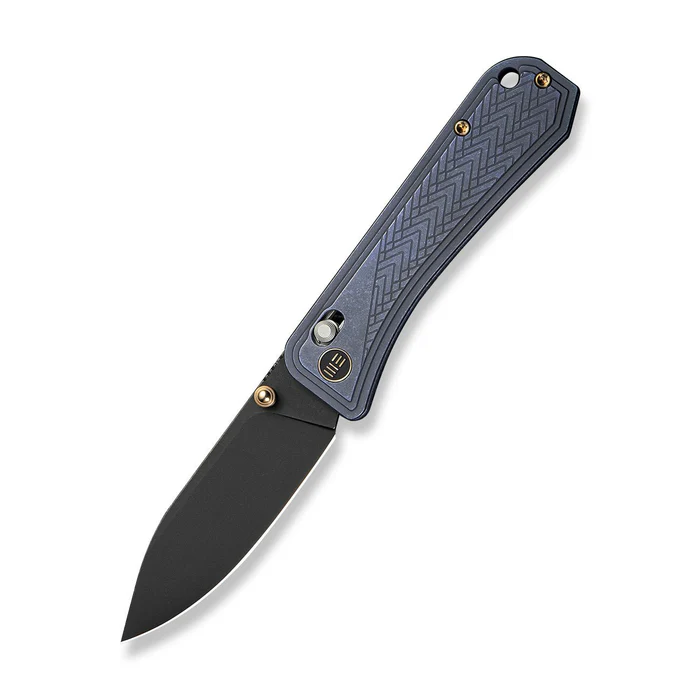 We Knife WEKNIFE Bougie Banter Thumb Stud & Crossbar Lock Knife Upscale Art Deco Styling On Blue Titanium Handle (2.91 Black Stonewashed CPM S45VN Blade) WE24009-1