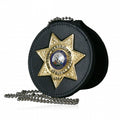 Boston Leather Deluxe 3.75'' Circle Recessed Badge Holder with Clip