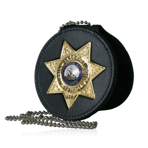 Boston Leather Deluxe 3.75'' Circle Recessed Badge Holder with Clip