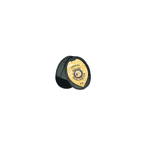 Boston Leather Oval Recessed Badge Holder with Clip