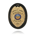 Boston Leather Oval Recessed Badge Holder with Clip