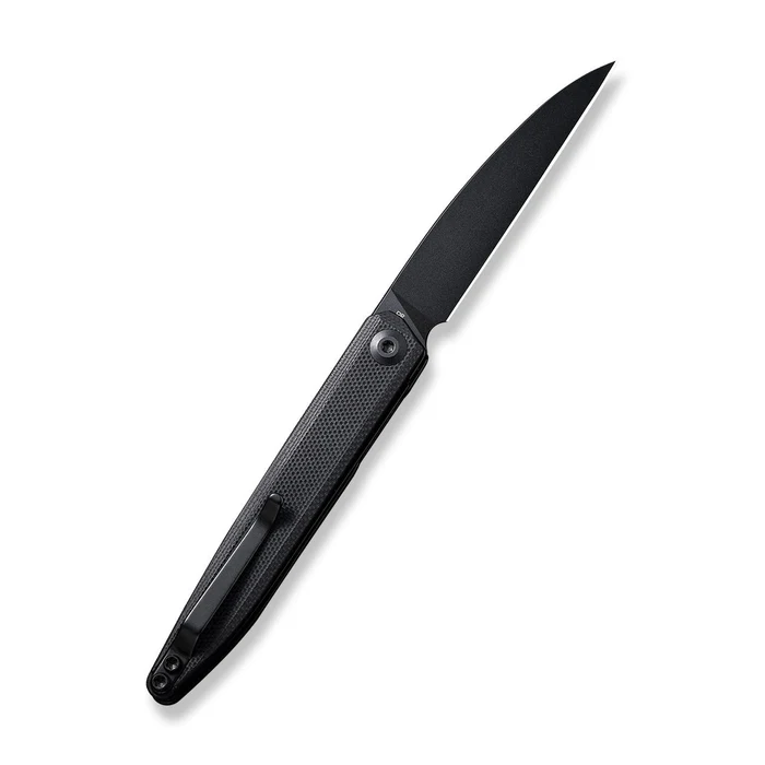 SENCUT Jubil Front Flipper Knife 2.95 Black D2 Wharncliffe Plain Edge Blade, Black G10 Handle