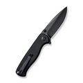 SENCUT Errant Flipper/Thumb Stud Folding Knife 3.45 Black 9Cr18MoV Drop Point Plain Edge Blade, Black G10 Handle