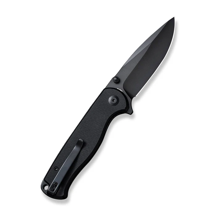 SENCUT Errant Flipper/Thumb Stud Folding Knife 3.45 Black 9Cr18MoV Drop Point Plain Edge Blade, Black G10 Handle