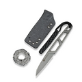 SENCUT TEXO Fixed Blade Neck Knife 1.97 Stonewash 9Cr18MoV Reverse Tanto Plain Edge Blade, Skeletonized Handle & Kydex Sheath
