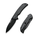 SENCUT Borzam Flipper/Thumb Stud Folding Knife 3.46 Black 9Cr18MoV Drop Point Plain Edge Blade, Black Canvas Micarta Handle