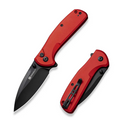 SENCUT ArcBlast Flipper/Thumb Stud Folding Knife 2.98 Black 9Cr18MoV Drop Point Plain Edge Blade, Red Aluminum Handle