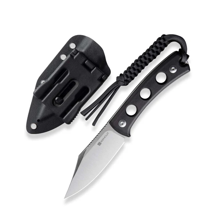 SENCUT Waxahachie Hunting Fixed Knife 3.70 9Cr18MoV Clip Point Plain Edge Blade, Black G10 Handle & Kydex Sheath
