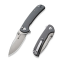 SENCUT Pulsewave Flipper/Thumb Stud Folding Knife 3.45 Satin 9Cr18MoV Drop Point Plain Edge Blade, Gray G10 Handle