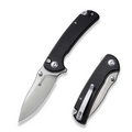 SENCUT Pulsewave Flipper/Thumb Stud Folding Knife 3.45 Satin 9Cr18MoV Drop Point Plain Edge Blade, Black G10 Handle