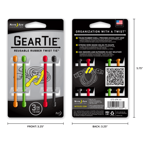 Nite-Ize Gear Tie Reusable Rubber Twist Tie
