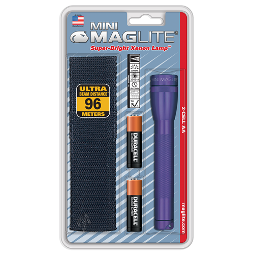 Maglite M2A Mini Mag 2 AA-Cell Incandescent Flashlight w/Holster
