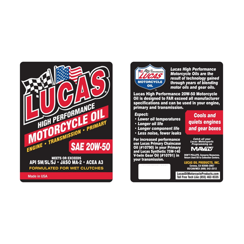 Lucas Oil SAE High Performance Motorcycle Oil
