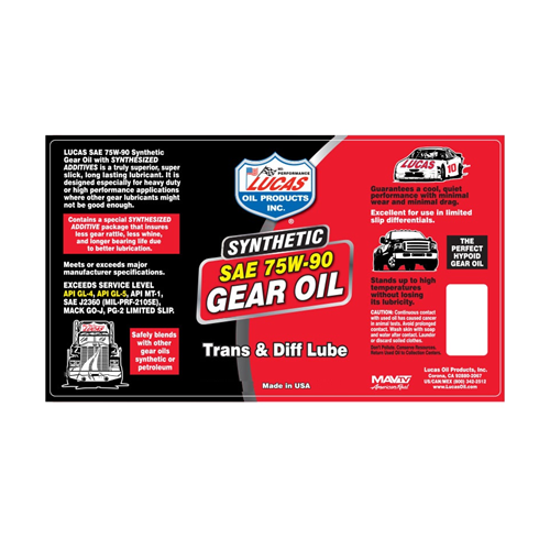 Lucas Oil Synthetic SAE 75W-90 Gear Oil