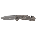 Smith & Wesson M&P Clip Folder, Liner Lock, Grey Blade and Grey Handle, Strap Cutter, Ceramic Glass Breaker