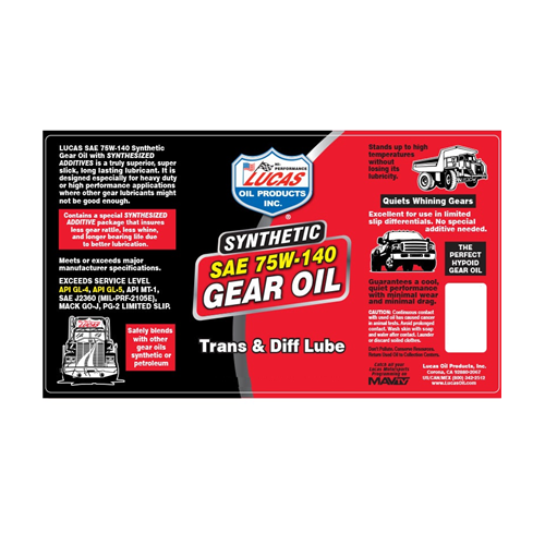 Lucas Oil Synthetic SAE 75W-140 Gear Oil