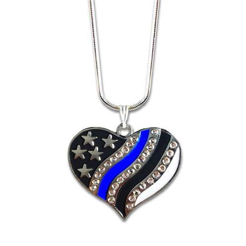Thin Blue Line Thin Blue Line Heart Necklace